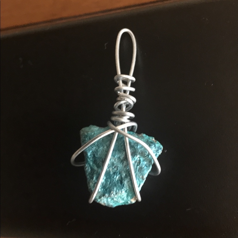Blue Earth Lacquer with Stainless Wire Pendant